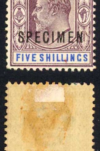 Bahamas SG69 5/- Opt SPECIMEN M/M (toned on reverse)