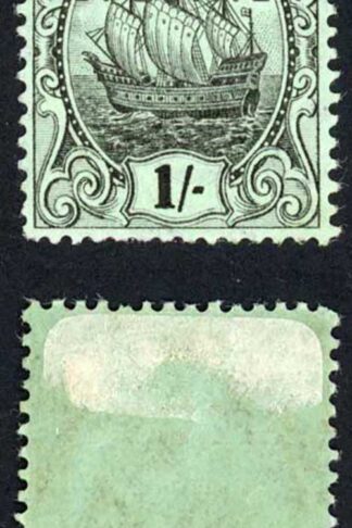 Bermuda SG87s 1/- Opt SPECIMEN (paper Adhesion on reverse)