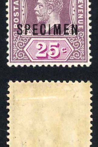 Straits Settlements SG205s 25c dull purple and mauve Opt SPECIMEN M/M