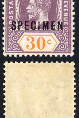 Straits Settlements SG207s 30c dull purple and orange Opt SPECIMEN M/M