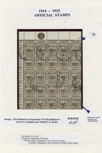 Egypt SGO83 1m used block of 25 including varieties RARE
