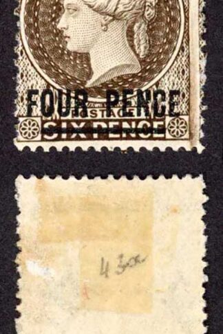 St Helena SG43c 4d Pale Brown Words 17 Wmk CA M/M Hinge remainder Cat 27 pounds