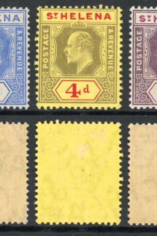 St Helena SG64/67 KEVII Wmk Mult Crown CA Set of 3 M/M Cat 25.25 pounds