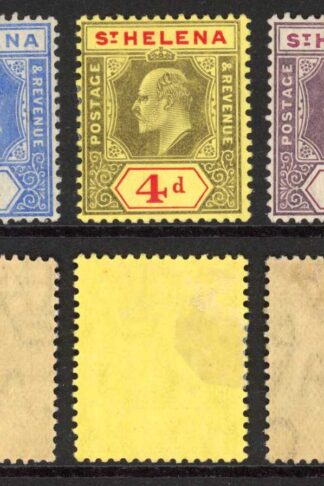 St Helena SG64/67 KEVII Wmk Mult Crown CA Set of 3 M/M Cat 25.25 pounds