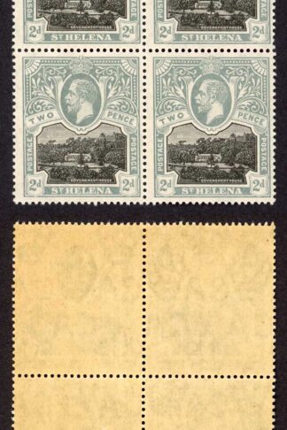 St Helena SG75 2d Black and Greyish Slate U/M (toned gum) Block Cat 45 pounds