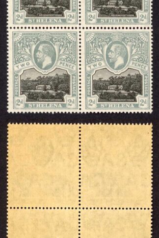 St Helena SG75 2d Black and Greyish Slate U/M (toned gum) Block Cat 45 pounds