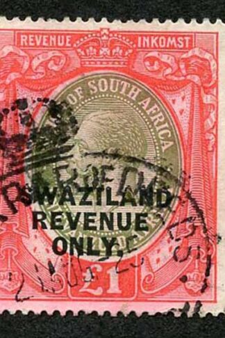 Swaziland 1922 BF85 One Pound Revenue Barefoot retail 125 pounds