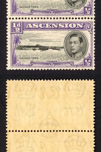 Ascension SG38 1/2d black and violet U/M (normal brown gum) Strip Cat 40 pounds
