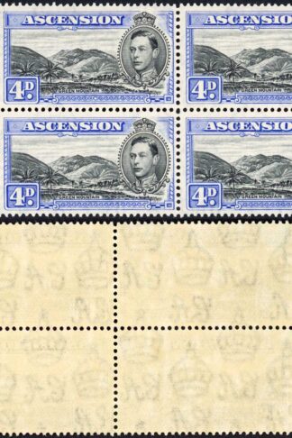 Ascension SG42d 4d black and Ultramarine perf 13 U/M Block of 4 Cat 20 pounds