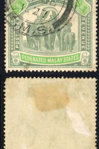 Malay States SG76 1 dollar Grey-green and emerald Wmk Mult Script Cat 55 pounds