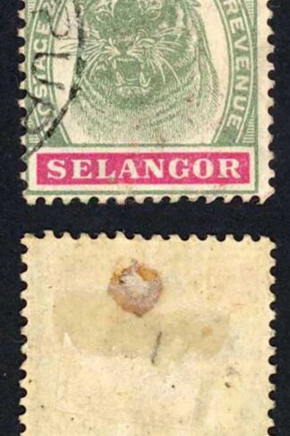 Selangor SG58 25c green and carmine fine used Cat 65 pounds