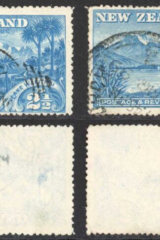 New Zealand SG49/50 2 1/2d Blue WakItipu and corrected WakAtipu Cat 58.50