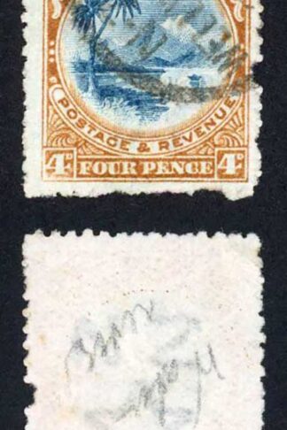 New Zealand SG322x 4d wmk Reversed Perf 14 Cat 100 pounds (bend)