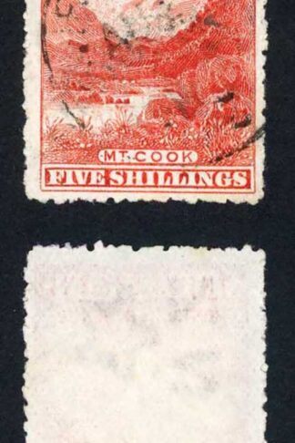 New Zealand SG329a 5/- Dull Red Wmk Sideways Perf 14 Creased Cat 300 pounds