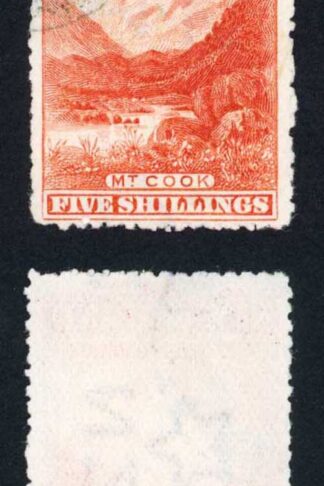 New Zealand SG329a 5/- Dull Red Wmk Sideways Perf 14 Cat 300 pounds