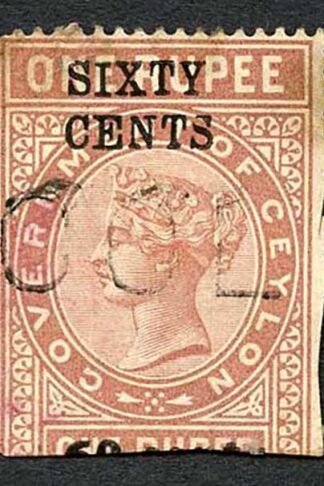 Ceylon QV SGT62 60c on 1r Red-brown Telegraph Stamp Wmk Crown CA (Narrow)