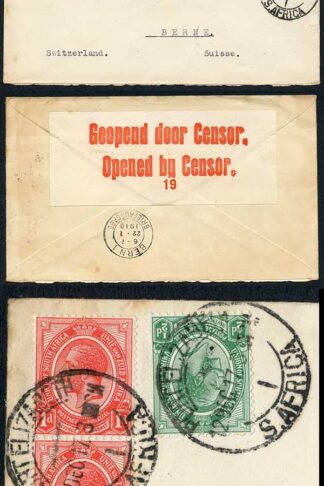 South Africa 1918 Port Elizabeth Censor Cover to Switzerland