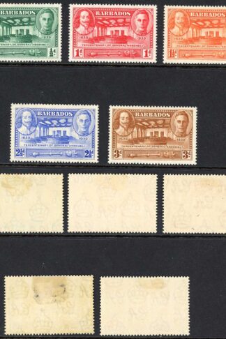 Barbados SG257/61 1939 KGVI Set of 5 Wmk Mult Script CA M/M cat 17