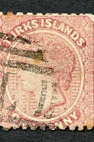 Turks and Caicos Is SG1 1d Dull Rose No Wmk (Tone Spots) Cat 60 pounds