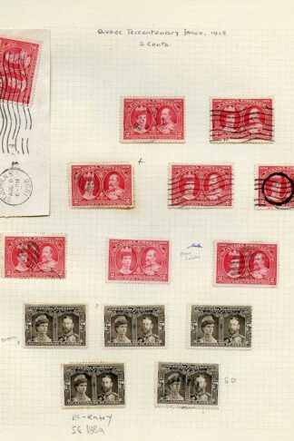 Canada 1/2c and 2c Quebec Page of Varieties inc SG188a Re-entry