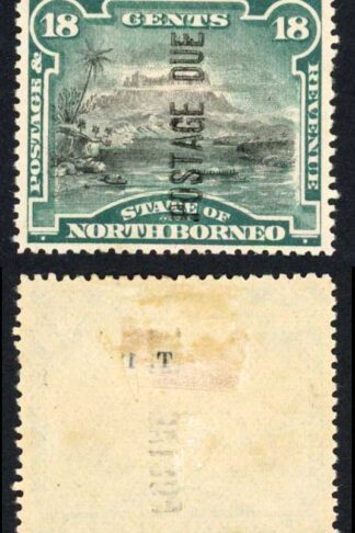 North Borneo SGD10c 18c Opt reading upwards M/M Cat 80 Pounds