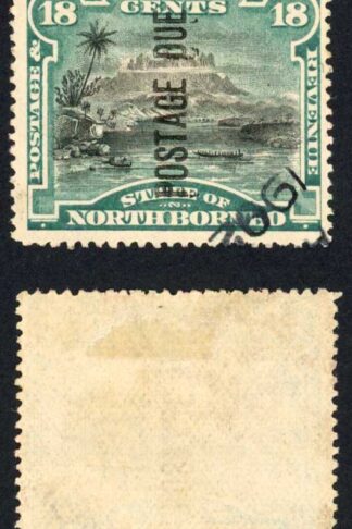 North Borneo SGD10c 18c Opt reading upwards used Cat 95 Pounds