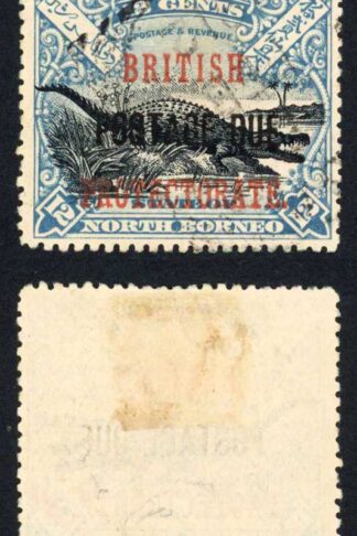 North Borneo SGD46 12c Black and Dull Blue Post Due used Cat 28 Pounds