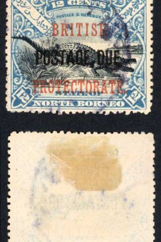 North Borneo SGD46 12c Black and Dull Blue Post Due used Cat 28 Pounds