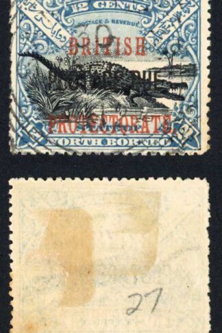 North Borneo SGD46 12c Black and Dull Blue Post Due used Cat 28 Pounds