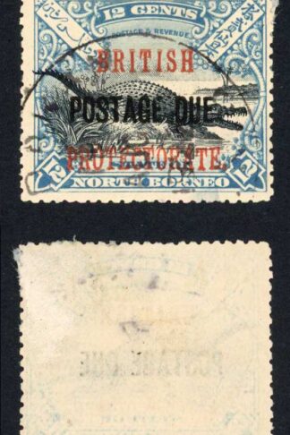 North Borneo SGD46 12c Black and Dull Blue Post Due used Cat 28 Pounds