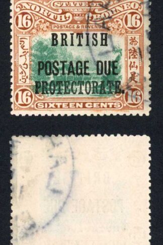 North Borneo SGD47 16c Green and Chestnut Post Due used Cat 45 Pounds