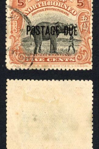 North Borneo SGD58 5c opt in centre Post Due used Cat 45 Pounds