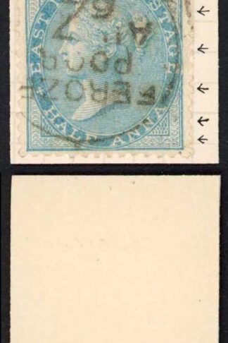 India 1/2a over inked right frame (creased)