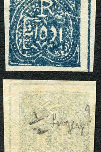 Jind SGJ8 1/2a Blue on Bluish laid card-paper Mint (no gum as issued)
