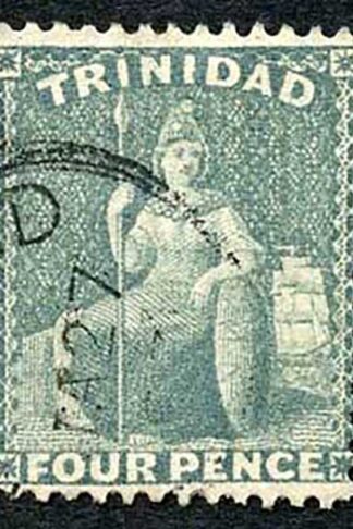 Trinidad SG102 4d Bluish Grey Perf 14 wmk CA Fine used Cat 17 pounds