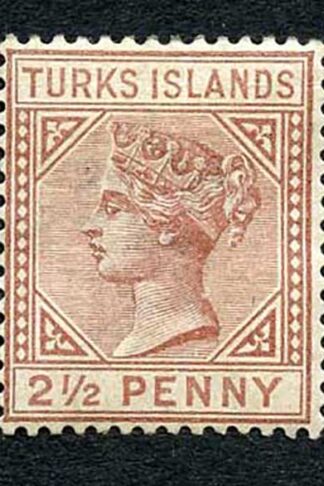 Turks and Caicos SG56 2 1/2d Red-brown M/M Cat 48 pounds