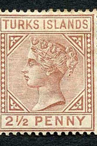 Turks and Caicos SG56 2 1/2d Red-brown M/M Cat 48 pounds