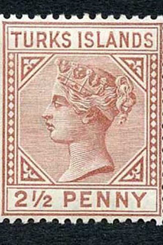 Turks and Caicos SG56 2 1/2d Red-brown M/M Cat 48 pounds