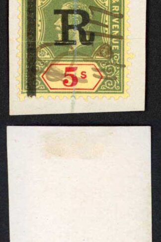 Fiji KGV R on 5/- Strip of Three Revenue Barefoot 30