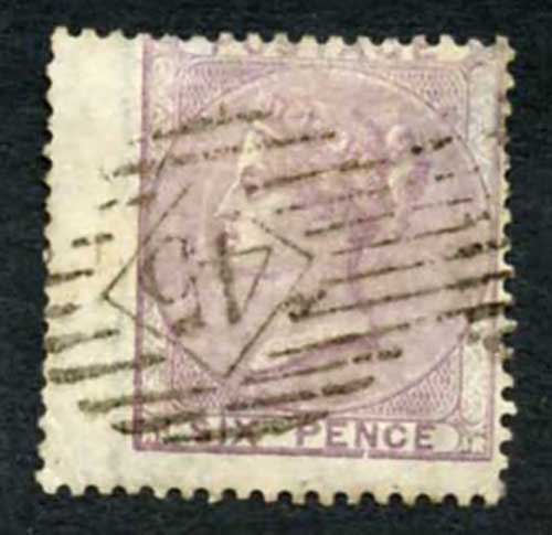 SG68 6d lilac small frame break under N of Pence Cat 120++ pounds