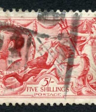 SG416 5/- Rose-red Bradbury Seahorse Cat 135 pounds