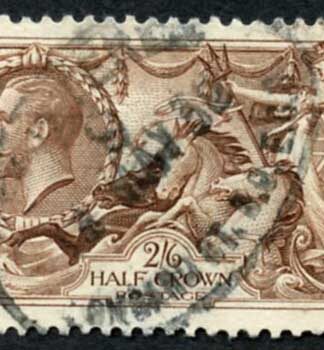 SG450 2/6d Chocolate brown Re-engraved Seahorse used Cat 40 pounds