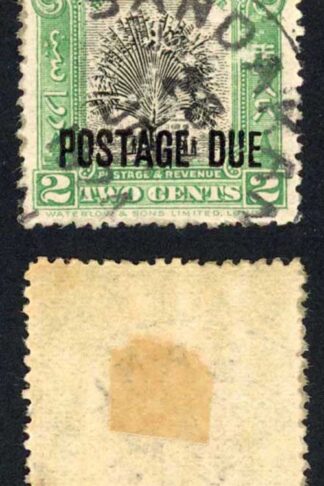 North Borneo SGD52 2c opt at foot Perf 13.7 Sandakan 26 Jan 24 pmk Cat 80 pounds