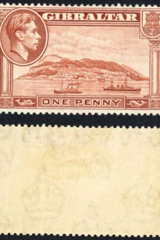 Gibraltar SG122 1d Yellow-Brown Perf 14 M/M Cat 30 pounds (2)