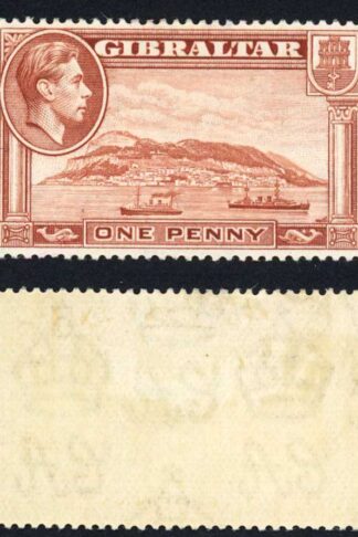 Gibraltar SG122 1d Yellow-Brown Perf 14 M/M Cat 30 pounds (4)