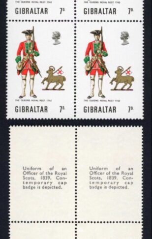Gibraltar SG248/51 1970 Uniforms U/M Block of 6