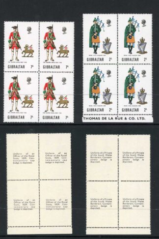 Gibraltar SG248/51 1970 Uniforms U/M Block of 4