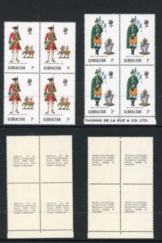 Gibraltar SG248/51 1970 Uniforms U/M Block of 4