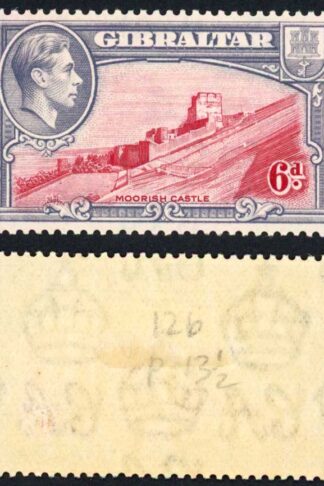 Gibraltar SG126 1938 6d Carmine and Grey-violet M/M