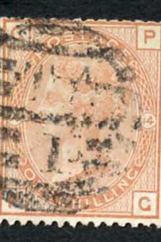 SG163 1/- Orange-brown Plate 14 wmk Crown Cat 170 pounds